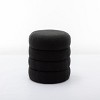 FURNIinspire Ottomans and Benches 007-Boucle Fabric Storage Round Ottoman Footstool With Wooden Shelving,Black, Black, 23"*23"*17" - 2 of 4