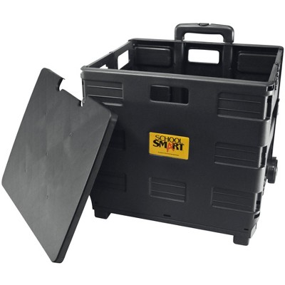 Black Polypropylene Folding Storage Cart with Telescoping Handle