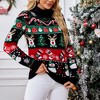 Women's Long Sleeve High Neck Knit Sweater Christmas Pullover Small Snowman Design Soft Knitted Sweater Black 2XL - 3 of 4