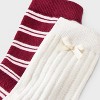 Women's Pointelle with Bow & Striped 2pk Mid Crew Socks - Wild Fable™ - 3 of 3