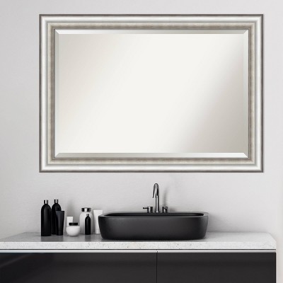 Salon Silver Embossed 41" x 29" Rectangular Bathroom Vanity Mirror