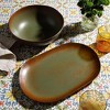 Bloomhouse - Oprah's Favorite Things - Palermo Sun 2 Piece Serving Bowl and Oval Platter Stoneware Reactive Glaze Serveware Set - Cardamom Green - 2 of 4