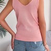 Women's V Neck Sleeveless Tank Tops Sweater Vest Crochet Hollow Out Summer Causal Knitted Top - 4 of 4
