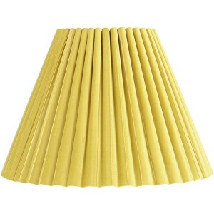 Springcrest 7" Top x 15" Bottom x 10" High x 10 3/4" Slant Lamp Shade Replacement Medium Yellow Empire Round Velvet Arc Pleated Spider Harp Finial - 1 of 4