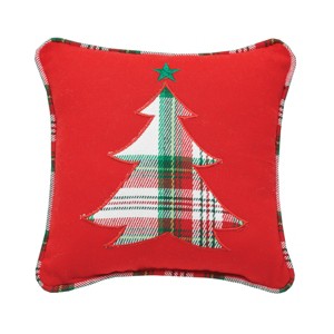 C&F Home Plaid Christmas Tree Applique Small Petite Throw Pillow - 1 of 4