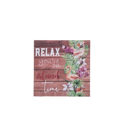 Beachcombers Relax On Island Time Wall Plaque Wall Hanging Decor Decoration Hanging Composite Sign Home Decor With Sayings 11.4 x 0.35 x 11.4 Inches.