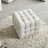 CAVINAS 17.32" W Genuine Leather Biscuit-Tufted Ottoman, Square Ottoman, Ottoman Foot Rest, Bedroom End Bench, Footstool with Solid Wood Frame - 3 of 4