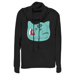 Juniors Womens Pokemon Bulbasaur Wink Face Cowl Neck Sweatshirt - 1 of 4