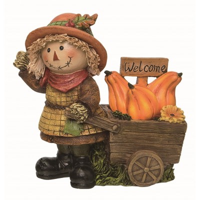 Transpac Resin Brown Harvest Light Up Sunflower Scarecrow Figurine