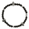 Chisel Stainless Steel Antiqued and Polished Black Agate Beaded with Skulls Stretch Bracelet - 3 of 3