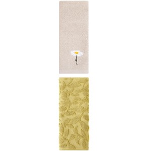 REGALWOVEN Floral Pattern Cotton Soft Absorbent Hand Towels 13" x 30"/14" x 30" 2 Pcs - 1 of 4