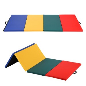 FDW Yoga Arts Mat Gymnastics Mat Wrestling Mat Tumbling Mat Gym Mat Folding Gymnastic Mat Thick PU Leather Exercise Mat for Tumbling Stretching - 1 of 4