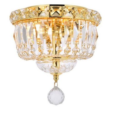 Elegant Lighting Tranquil 2 light Gold Flush Mount Clear Royal Cut Crystal