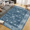 Area Rug Washable Printed Vintage Floral Non Slip Low Pile Rugs Soft Rubber Backed Indoor Bedroom Rugs for Laundry Room - 2 of 4