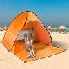 Naysaye Camping Tents 2-3 Person Pop Up Beach Tent with Net Window UV Protection Waterproof for Camping Outdoor, Orange - 2 of 4