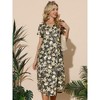 INSPIRE CHIC Women's Floral V Neck Rolled Short Sleeve with Pockets Casual Midi Dress - 3 of 4
