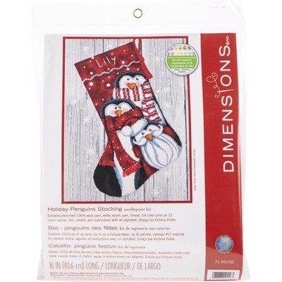 Dimensions Stocking Needlepoint Kit 16" Long-Holiday Penguin Trio Stitched In Wool