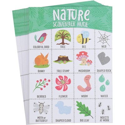 Juvale 50x Nature Scavenger Hunt Game Hunt Set for Kids Childrens Outdoor Game Cards