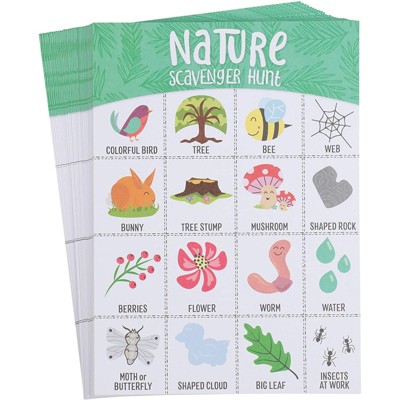 Juvale 50x Nature Scavenger Hunt Game Hunt Set for Kids Childrens Outdoor Game Cards