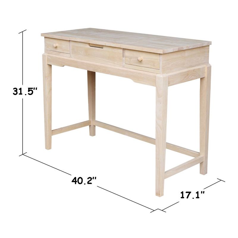 Alexandria Vanity Table with Vanity Bench Unfinished - International Concepts, 5 of 9