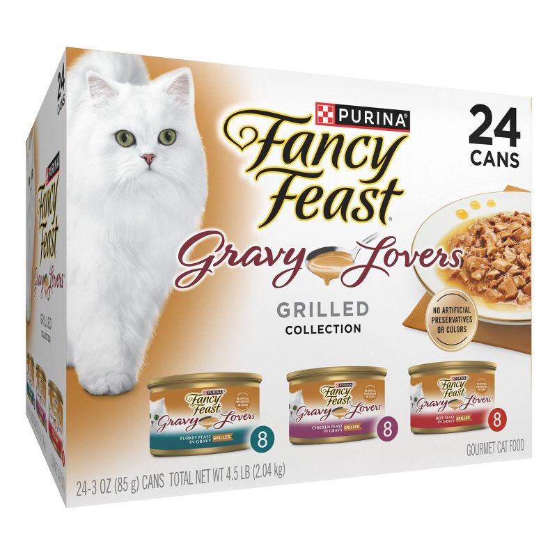Purina Fancy Feast Gravy Lovers Chicken, Turkey&#160;&#38; Beef Flavor Wet Cat Food Cans Variety Pack - 3oz/24ct, 5 of 11