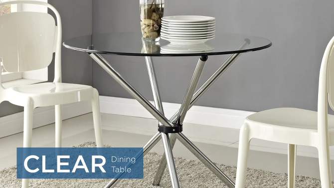 Baton Round Dining Table Clear - Modway, 2 of 7, play video