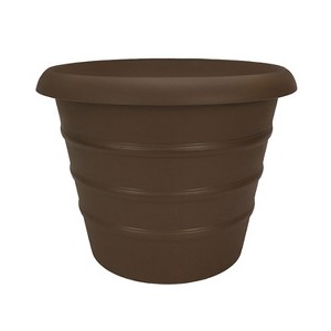 The HC Companies 20 Inch Diameter Versatile Indoor or Outdoor Fade Resistant Plastic Round Marina Flower Planter Pot, Chocolate Brown - 1 of 3