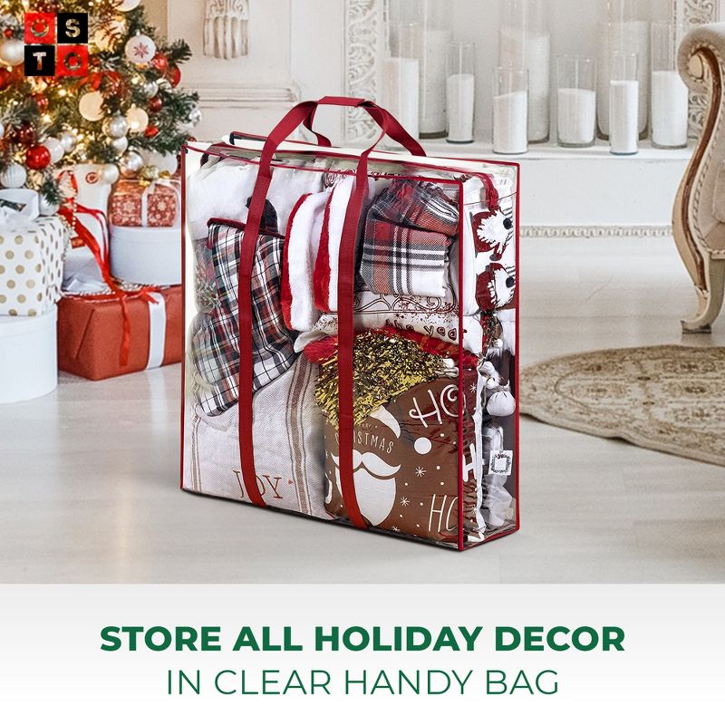 OSTO Holiday Accessory Bag Holds Various Holiday Accessories; Bag Is of Clear PVC, Has Durable Zipper, and A Pair of Carry Handles, 2 of 5