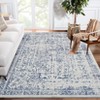 Vintage Floral Area Rug, Elegant Thin Carpet with Refined Design, Easy-Clean Low Pile for Living Room, Bedroom, Entryway - 2 of 4