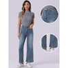 Allegra K Women's High Waisted Stretchy Straight Leg Buttoned Loose Denim Jeans - 2 of 4