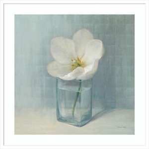 Amanti Art Single White Tulip by Danhui Nai Wood Framed Wall Art Print - 1 of 4