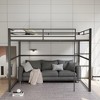 MAYEERTY Twin Size Metal Loft Bed, Loft Bed Frame with Safety Guard Rails & Flat Ladder, for Kids Teens Adults, Black - 2 of 4