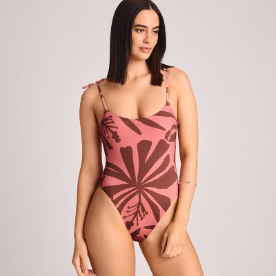 Vitamin A Women's Printed Tie Shoulder Classic Coverage One Piece Swimsuit - Multi