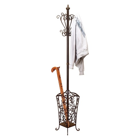 Wrought iron coat best sale rack with umbrella stand