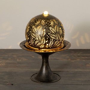 Sullivans 19.75" Leaf Pattern Metal Dome LED Fountain , Gray - 1 of 4