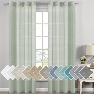Natural Linen Blended Semi-Sheer Curtains Privacy Assured with Nickel Grommet for Living Room - 1 of 4