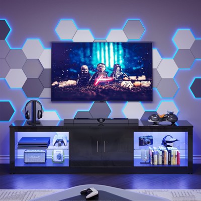 Bestier 70 Inch TV Stand with LED Lights for 75/80/85 Inch TV