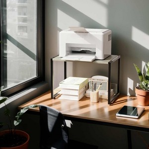 Karl Home Single-Tier Printer Stand P2 Particleboard Washed Gray Combo B 15.7x12x12.2 Inches - 1 of 4