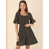 Allegra K Women's Summer Backless Smocked Waist Bell Short Sleeve Floral Dress - 4 of 4