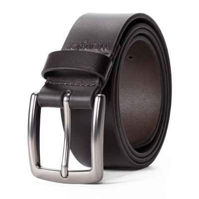 Wrangler Men’s 38mm Genuine Leather Belt, Classic Buckle Belt for Jean Pants