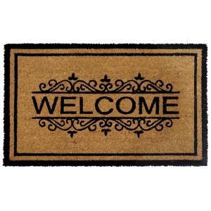 Gardenised Heavy Duty Coco Coir Doormat with Non Slip PVC Baking Embossed Welcome Design Coconut Fiber Floor Mat 18x30" - 1 of 4
