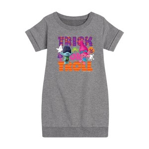 - Trolls - Trick Or Troll Branch and Poppy Graphic Short Sleeve Fleece Dress - 1 of 4
