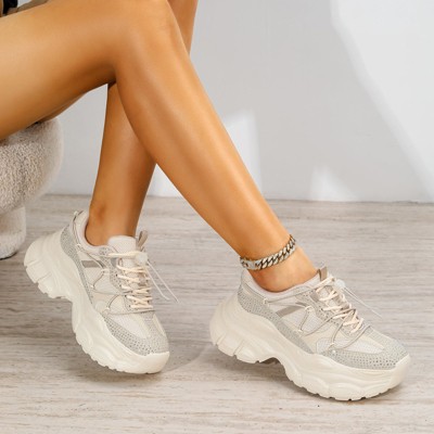 Женские кроссовки BERNESS Women's Rosa Chunky Rhinestone Mesh Sneakers White 8 — фото 4