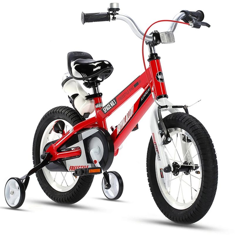 RoyalBaby Space No. 1 Freestyle Kids Bicycle Bike w/Handbrake, Coaster Brake, Training Wheels, and Water Bottle for Boys & Girls Ages 3 to 5, 1 of 7
