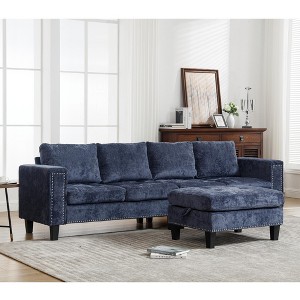 104.5'' 5-Seat Chenille Modular Sectional Sofa with Storage Ottoman, L-Shaped Sectional Sofas with Reversible Chaise, Riveted Design, Easy Assembly - 1 of 4