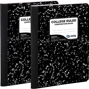 Enday Black Marble Composition Notebook, Wide Ruled, 100 Sheets - Packs - 1 of 4