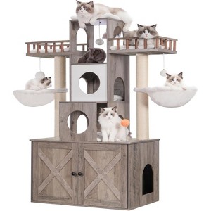 Heybly Cat Tree with Litter Box Enclosure for Indoor Big Cat - 1 of 3
