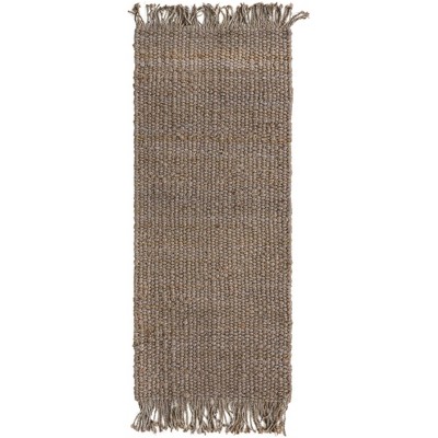 Eco-Friendly Gray Jute 2'7" x 6'1" Runner Rug, Handwoven and Reversible