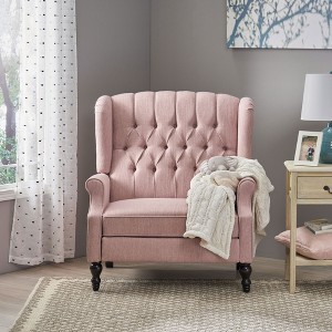 Oversized Fabric Wingback Push-Back Recliner Chair with Nailhead Trim and Tufted Back - 1 of 4