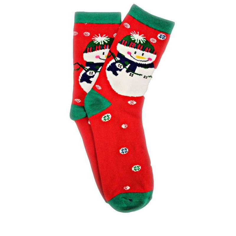 Christmas Holiday Socks (Women's Sizes Adult Medium) - Red Snowman / Medium from the Sock Panda, 1 of 2